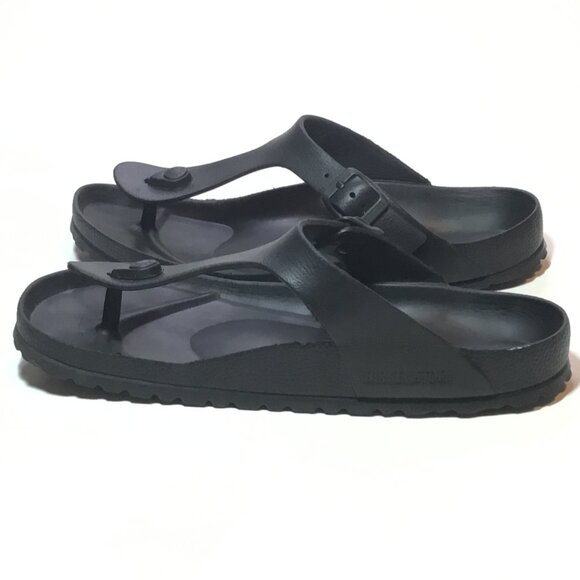 Birkenstock Gizeh EVA Thong Sandals Women - Size 39 US8 Black Rubber Flat Buckle - Picture 4 of 9